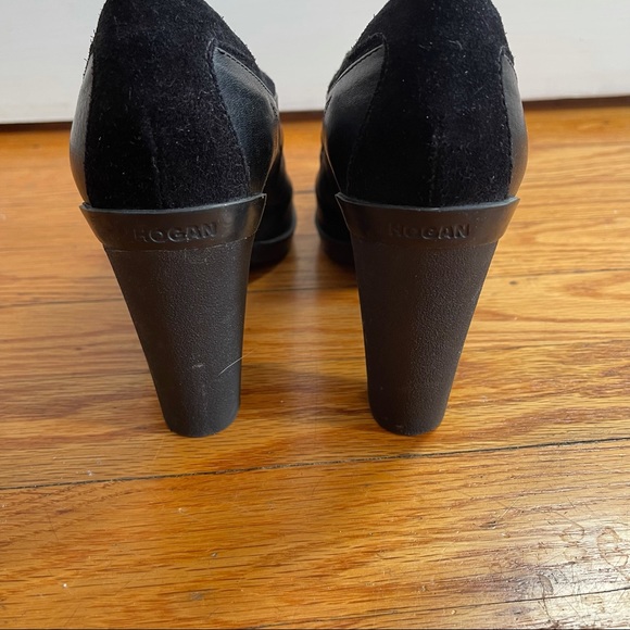 Hogan Black Suede Elastic Slip On Heeled Sneaker Booties Vintage - Picture 3 of 9